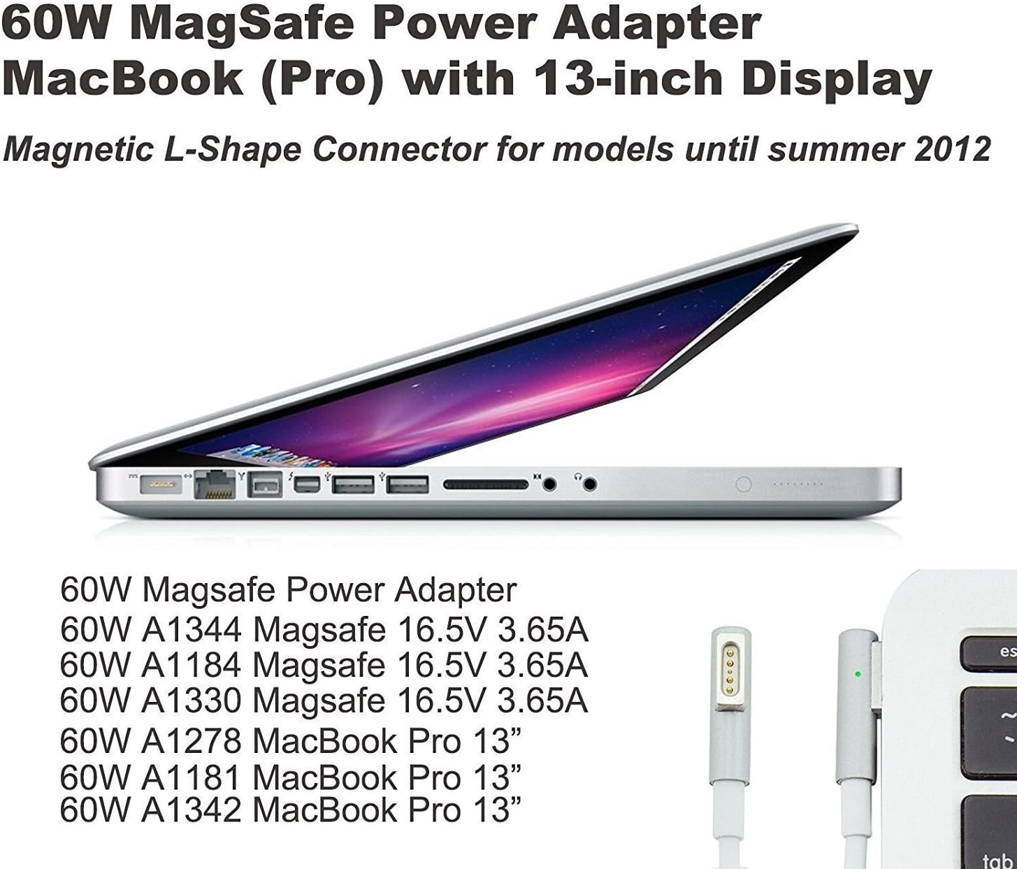 Ac 60w Magsafe 1 Power Adapter Magnetic L Tip Connector Charger For Mac Book Pro 13 Inch Mac Book Pro Charger Before Mid 12 Models Electronics Tablet Accessories