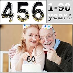 Hongplus Black Gold Confetti Number 60 Birthday