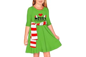 Remimi Girls Christmas Dress 3/4 Sleeve Xmas Party Dresses 3-14 Years