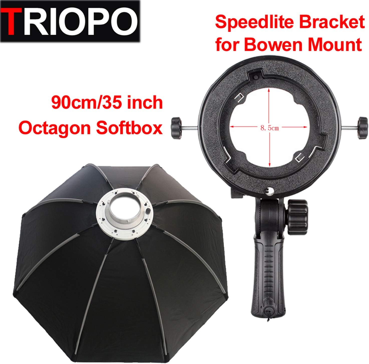 Triopo 90cm Octagon Softboxes Bowens Mount with Speedlight Flash Bracket TR-05 Kit for Video Lighting Photography