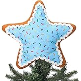 Seematn 10 Inch Christmas Candy Treetop Plush Stuffed Pastel Star Tree Topper Frosting Christmas Treetop Ornament for Xmas New Year Winter Holiday Party Decor Home