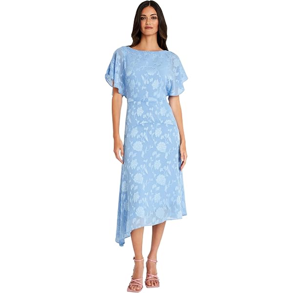 maggy london flutter sleeve midi dress Women's Burnout for Women | Semi Formal Dresses fully lined maxi dress Color:Blue Lolite party style at every Women's Just Because I