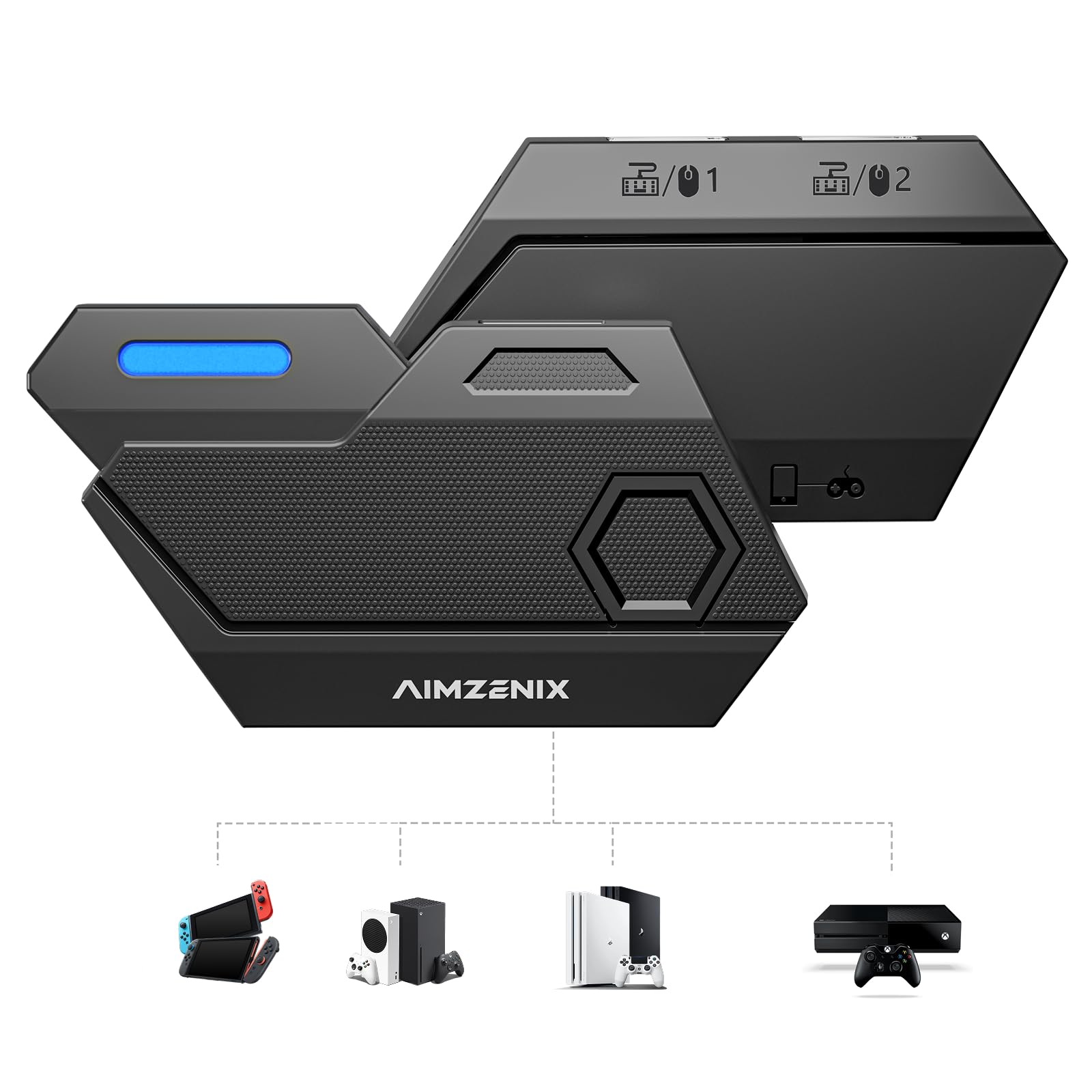 AIMZENIX Keyboard and Mouse Adapter for Switch 2, NS, Xbox Series X/S, Xbox One, PS4, Plug & Play Game Converter for FPS/TPS Games, Hotkey Mapping & Sensitivity Adjustment, Wired & 2.4G Knm Support