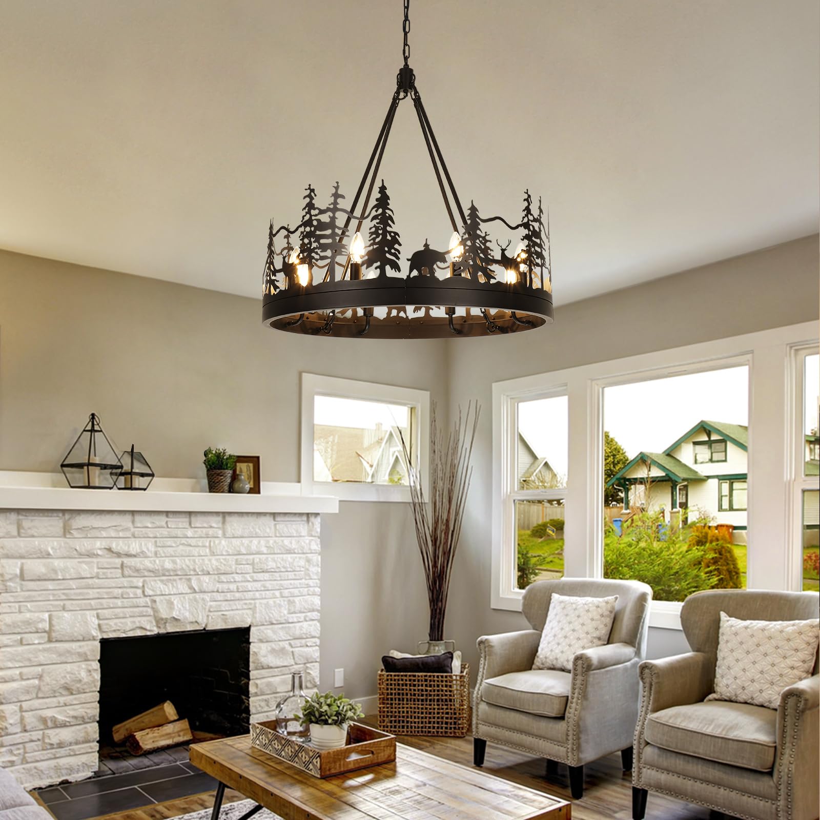 Bicrink Rustic Chandeliers for Dining Room 8-Lights 30