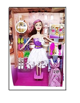 Johnnie Boy Barbi Doll Playset with Fashion Accessories Shoes Dress Mirror Hairbrush Earrings