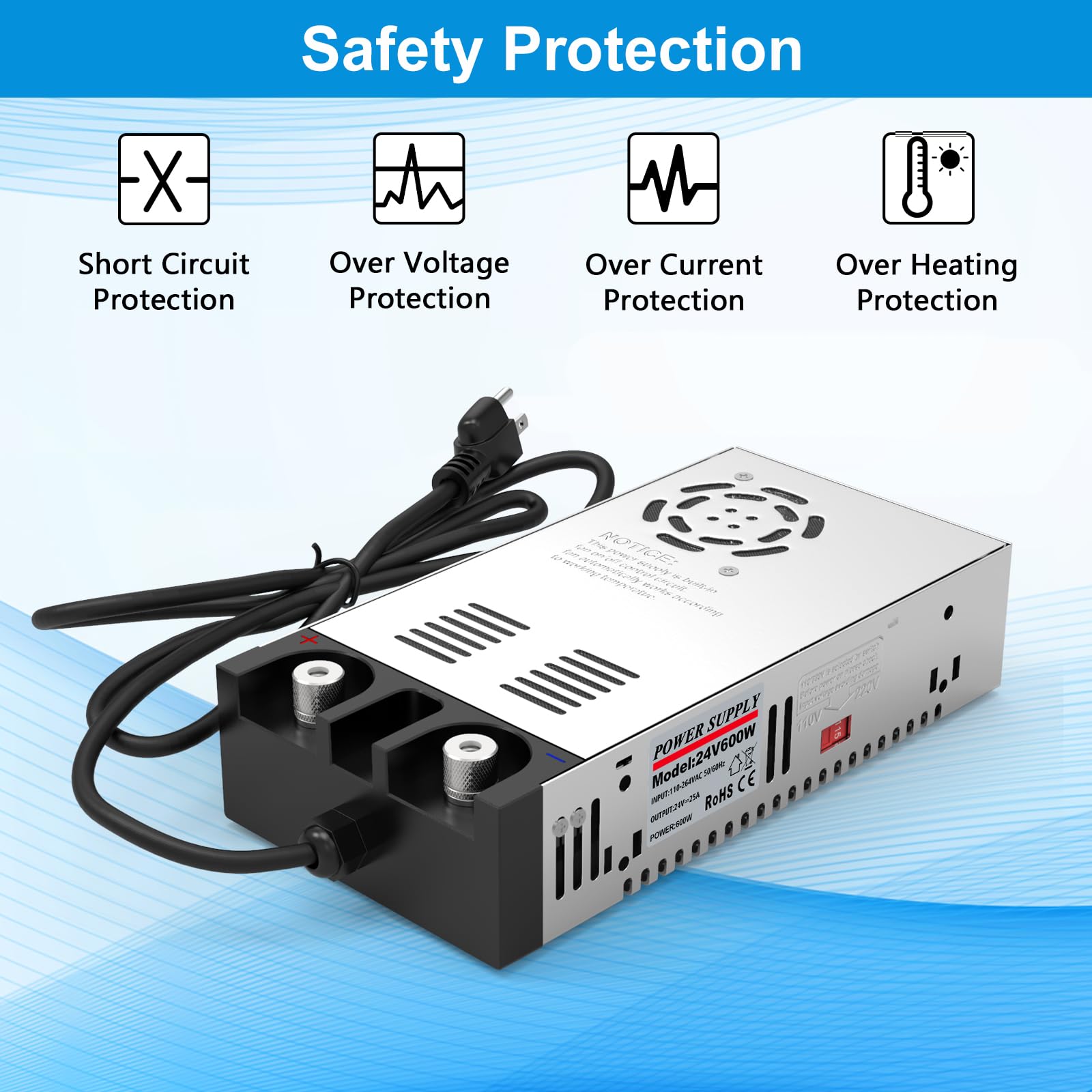 IMAYCC AC to DC Converter, SMPS 110V to 24V Converter, 24V Power Supply Transformer Max Current 25A 600W