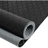 Marine Vinyl Fabric, Upholstery Faux Leather, 1.0mm Thickness, 61" Width (59" Usable), Perfect for Cars, Outdoor Yachts, and Home Furniture(Black,Pre-Cut 72"x61")