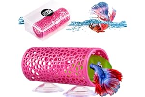 Abizoo Betta Fish Pink Tunnel Hideout for Aquarium Decoration Durable Hollow Design Easy to Clean Smooth Finish Enhances Habitat Comfort Fish Tank Accessory for Shrimp Guppies