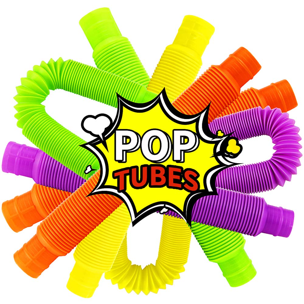 Hslife 8 Pack Pop Tubes Sensory Toy Pop MultiColor Stretch Pipe