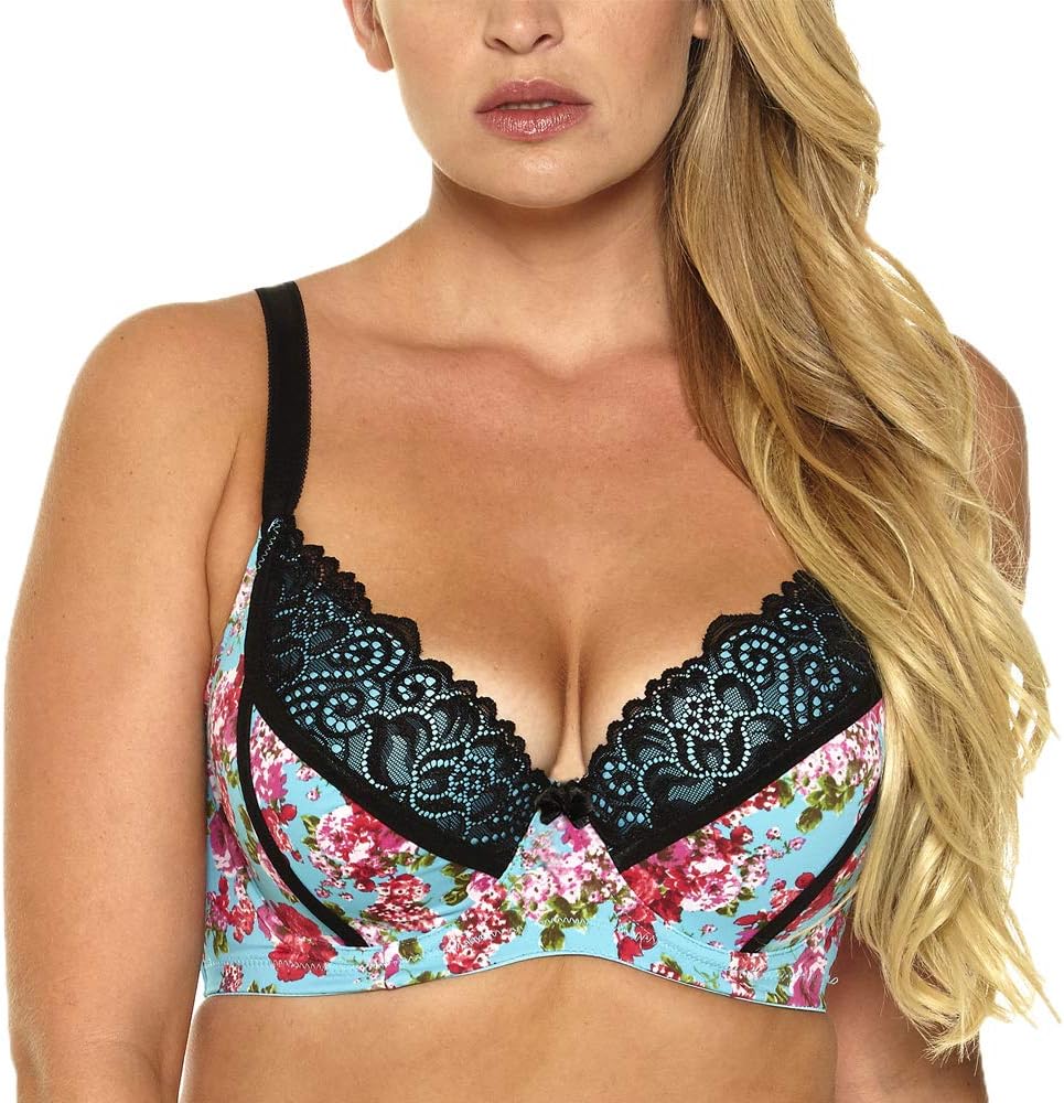 Women Plus Size Floral Printed Bra Sexy Lace