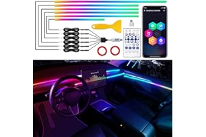 MAODANER Dreamcolor Acrylic Interior Car LED Strip Light with USB/Type C, RGB 6 in 1 with 187 inches 650 LEDs Strip, Dynamic Chasing Music Sync Neon Ambient Lighting Kits