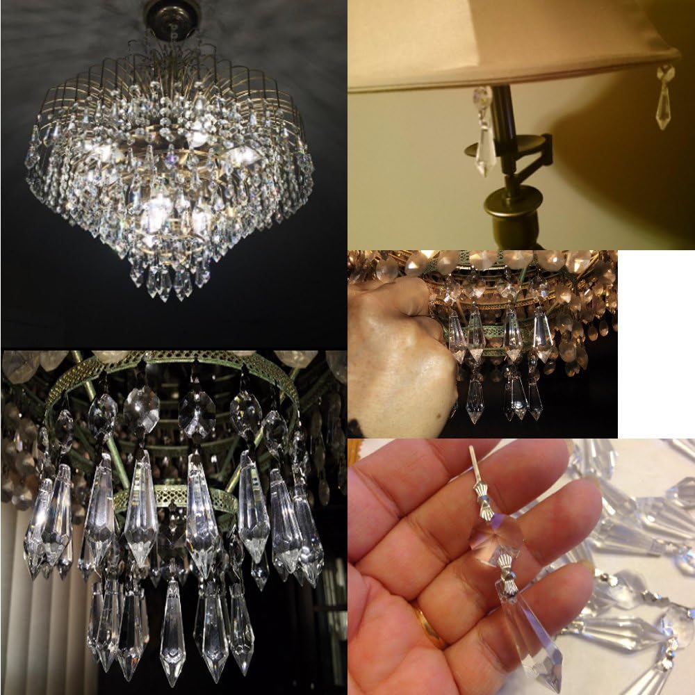 BronaGrand 20pcs 38mm Replacement Clear Chandelier Icicle Crystal Prisms Octogan Crystal Bead for Lamp Decoration: Home Improvement