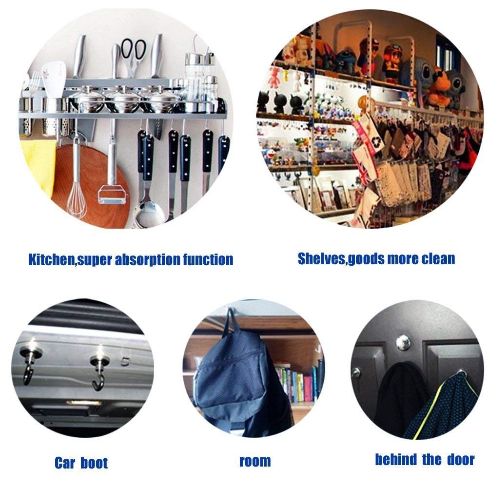 Bkinsety Pack de 12 Gancho Magnético ,Super fuerte Neodimio Gancho Magnético 5.5 kg de Fuerza 16mm de Diámetro