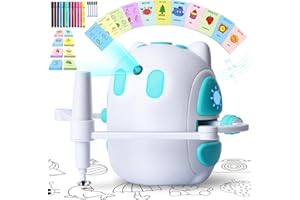 HOAROSALL Drawing Robot for Kids 150 Educational Cards Smart Drawing Robot Voice Interactive Partner Montessori Painting Toy for Boys & Girls Ages 3-8 Perfect for Birthdays Christmas and Learning Fun