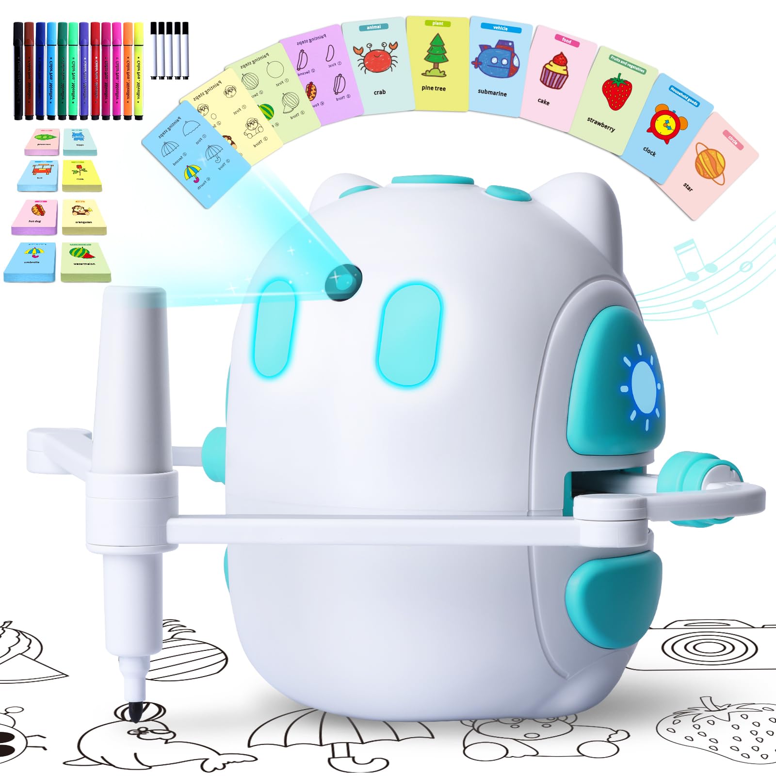 Photo 1 of Drawing Robot for Kids 150 Educational Cards Smart Drawing Robot Voice Interactive Partner Montessori Painting Toy for Boys & Girls Ages 3-8 Perfect for Birthdays Christmas and Learning Fun