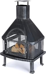 LIVIVO Tall Chiminea Outdoor Fireplace Heater Steel Wood Charcoal Burner Grill view 9