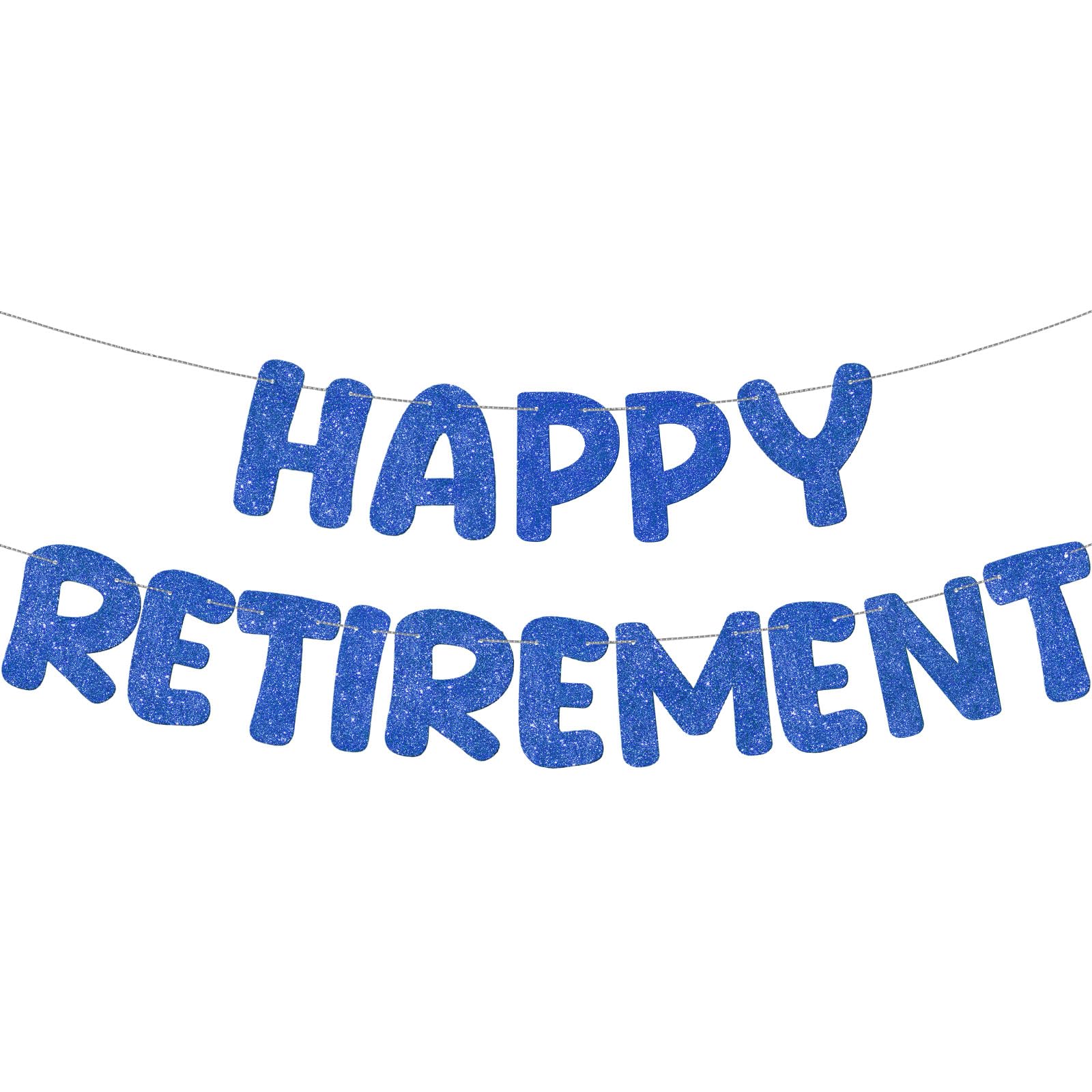 Photo 1 of Fulmoon Pre Strung Happy Retirement Banner Glitter Retirement Sign Funny Official Retired Decor Party Decorations Supplies for Men Women Gifts (Navy Blue)