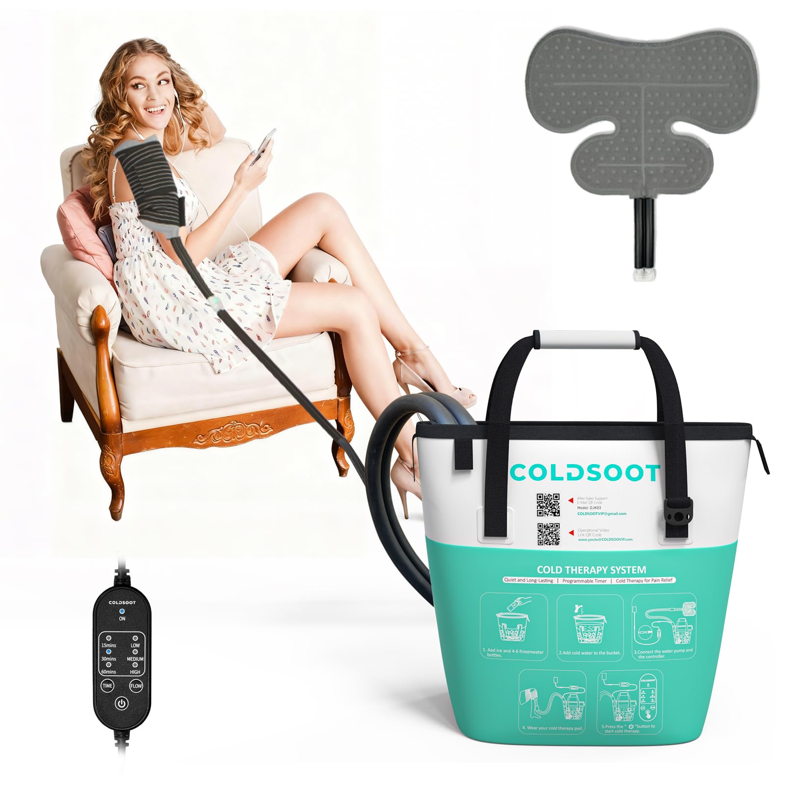 Photo 1 of COLDSOOT Cold Therapy Machine for Shoulder with Programmable Timer, Portable Ice Machine for Shoulder After Surgery, Lightweight Replacement Recovery System, Cryotherapy Pain Relief w/Compression Pad