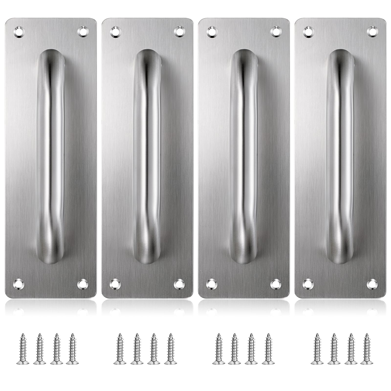 Photo 1 of Sumnacon Stainless Steel Door Handle, 4 Pack Pull Push Handle 7.9x2.5 Inch, for Wooden and Composite Doors, Garage, Barn, Home, Commercial Use, Silver