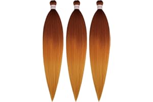 Gozill Ginger Golden Ombre Braiding Hair Pre Stretched Kanekalon Human Braiding Hair Box Braids Hair Extensions 26 inch