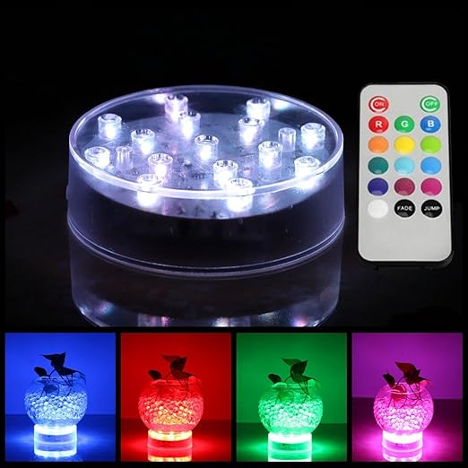 Acmee 4in Acrylic Round LED Vase Base Light with 15 Super Bright White