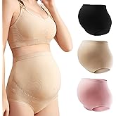 Mama Plus Women's Over Bump Maternity Underwear High Waist Seamless Pregnancy Briefs Nylon Panties Multi-Pack