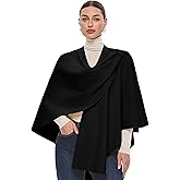 PULI Womens Large Cross Front Poncho Sweater Wrap Topper Knitted Elegant Shawls Cape for Fall Winter