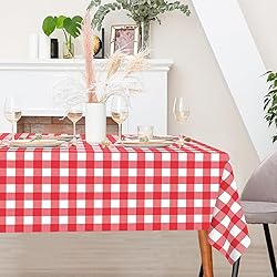 WNINK 4 Pack Red Gingham Tablecloth Rectangular Red