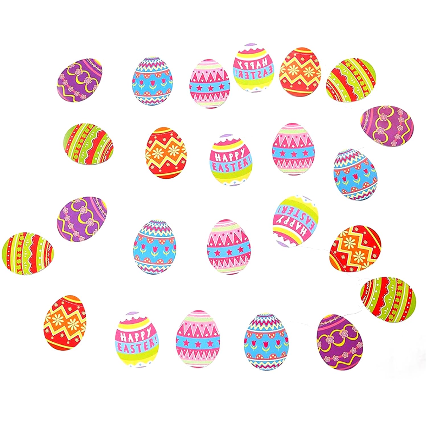 MEISH 2 Pieces Easter Banner Decoration Colorful Easter Egg Garland Flag Hanging Easter Egg Paper Cutout Bunting for Easter