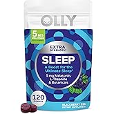 OLLY Extra Strength Sleep Gummy, 5 mg Melatonin, L-Theanine, Chamomile, Lemon Balm Extracts, Sleep Aid, BlackBerry Flavor - 120 Count