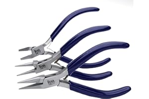 The Beadsmith 3-Piece Pliers Set – Kit Includes: Chain Nose, Round Nose and Flush Cutter with Tungsten Carbide Blades – Make Bracelets, Necklaces & Earrings – Tools for Jewelry Making