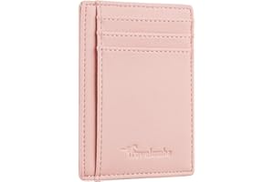 Travelambo Front Pocket Minimalist Leather Slim Wallet RFID Blocking Medium Size