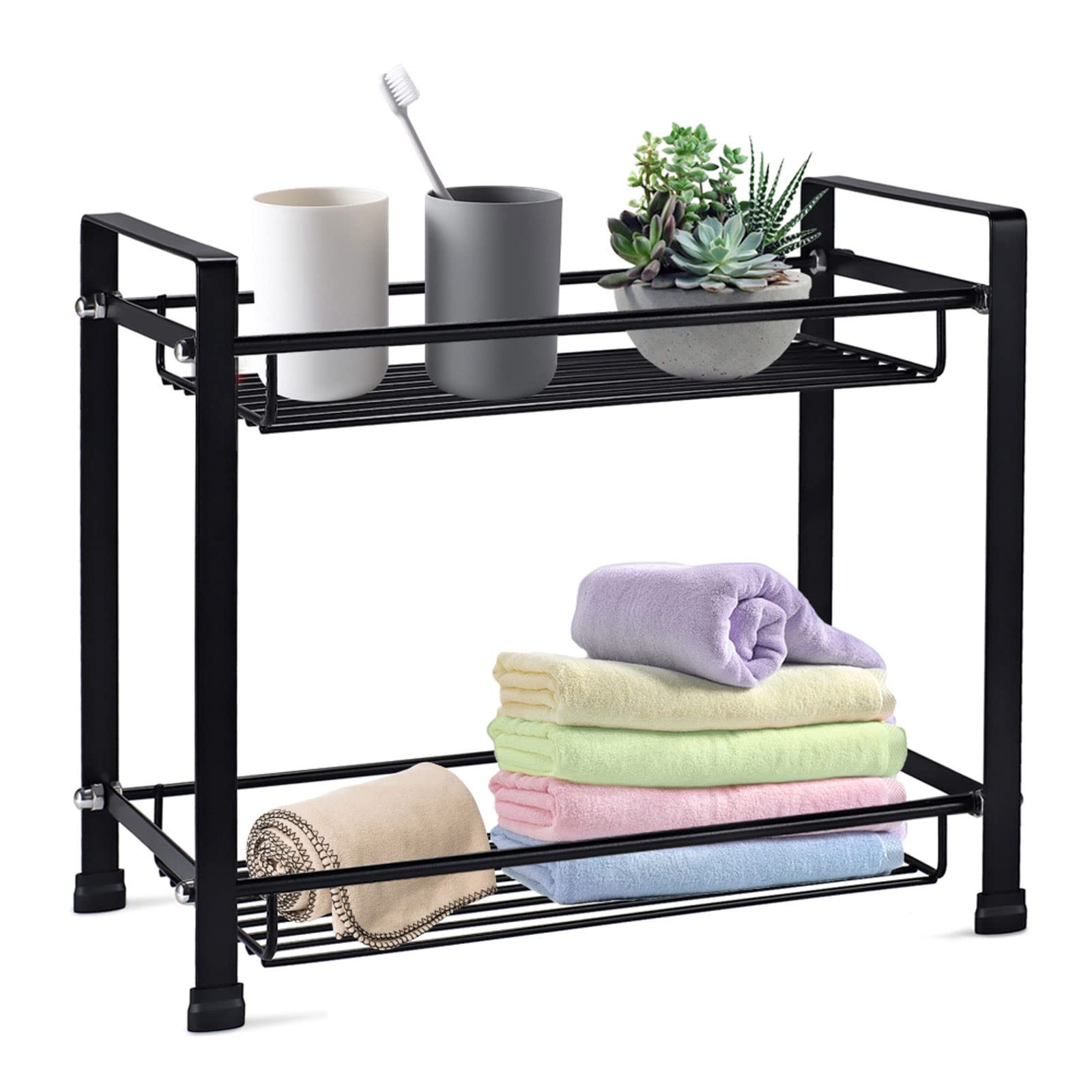 ANGOSUFI Bathroom Counter Organizer, 2 Tier Counter Bathroom Storage