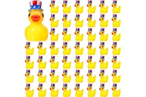 Memorywuu 100 Pcs Patriotic Mini Resin Ducks Independence Day Duck Figurines 4th of July Tiny Duck Figurines Bulk Memorial Day Decor for Micro Garden Landscape (Yellow)