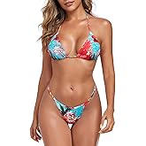 RELLECIGA Women's Thong Bikini Set Triangle Halter Brazilian Two Piece Swimsuit