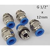 5 Stück Air Pneumatik 3 Ways 12 mm bis 12 mm T Geformte Schnelle