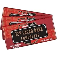 Trader Joe's 72% Cacao Belgian Dark Chocolate Bars (1 Pack of 3)