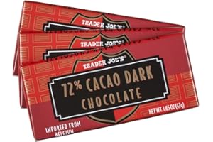 TJ'S Trader Joe's 72% Cacao Belgian Dark Chocolate Bars (1 Pack of 3)