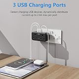 Mscien Double Plug Adaptor with 3 USB 13A UK Multiplug Extender Black view 3