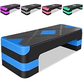MIIUDGIG 27" Exercise Workout Aerobic Step Platform Trainer, Adjustable Fitness 4-6-8in Exercise Stepper Workout with 4 Risers, Aerobics Stepper Workout Stepper for Home Gym Cardio Strength &amp; Training