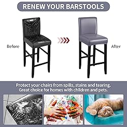 YISUN Bar Stool Covers, Stretch Waterproof PU Bar