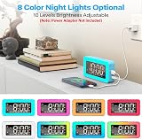 AFEXOA Alarm Clock for Kids Digital Clock with 8 RGB Night Lights view 4