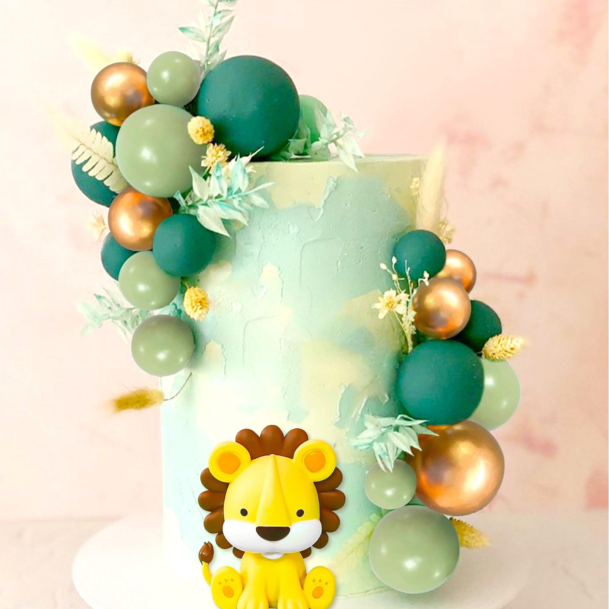 JeVenis Löwe Tortenaufleger Safari Tier Tortenaufleger Löwe Geburtstag Dekorationen Wild One Kuchendekoration Safari Kuchendekorationen 2