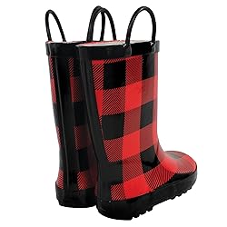 Hudson Baby Kids Rain Boots, Buffalo Plaid, 5 US
