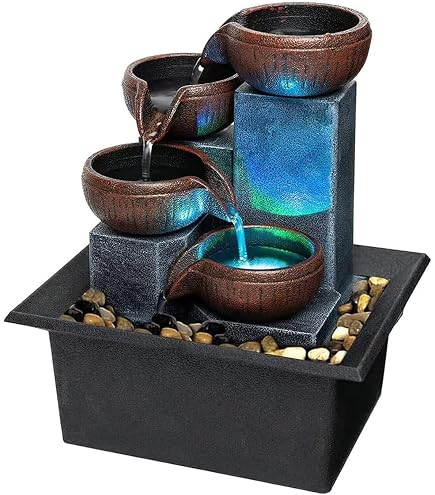 Fontaine à Eau Intérieure LED Mini Cascade Zen - Fontaine De Bureau Détente Pour Salon