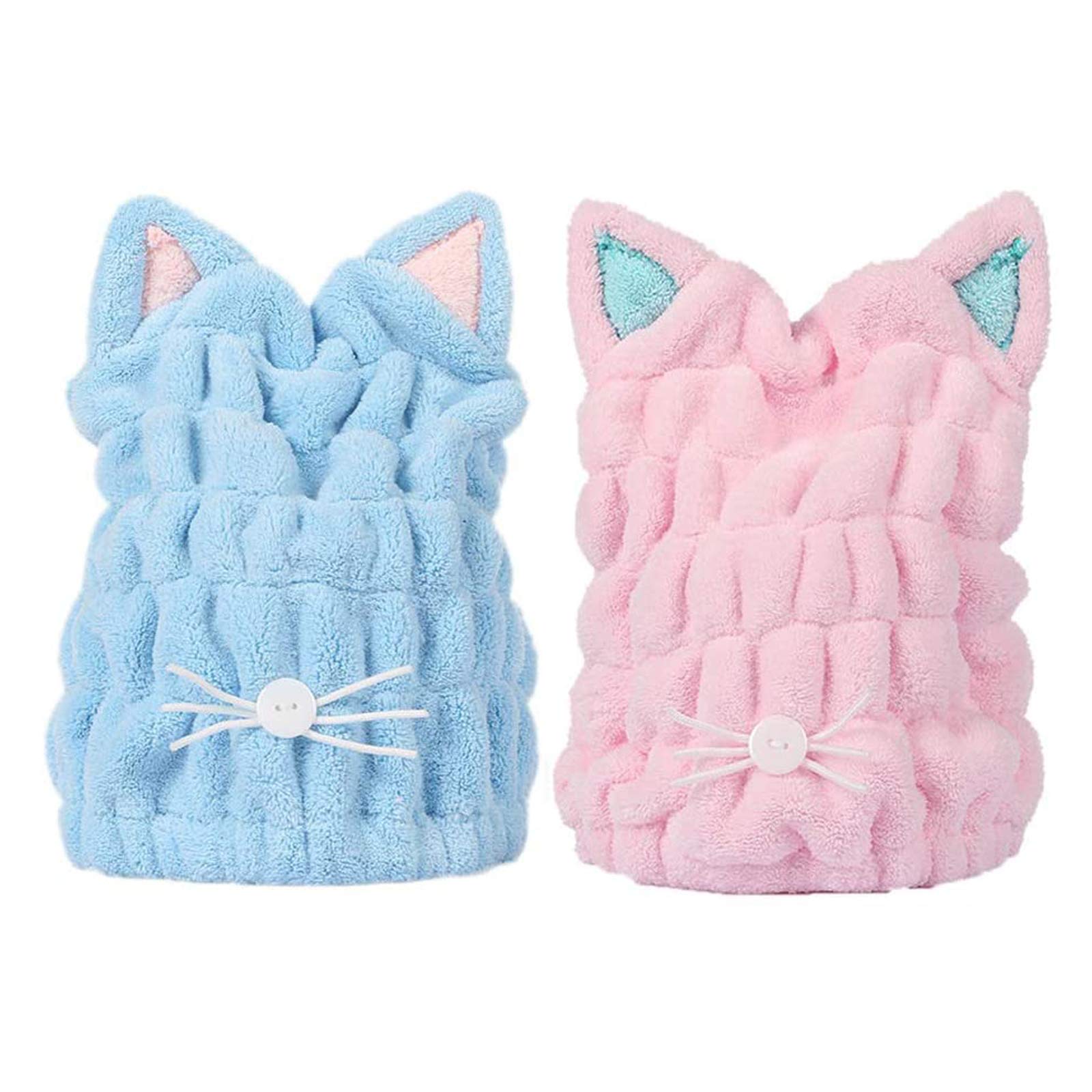 SUNTRADE Hair Drying Towels, Cute Bath Towel Wrap, Quick Drying Bath Cap for Women & Girls,Set of 2