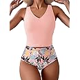 Eomenie Two Piece Tankini Swimsuits for Women Tummy Control Bathing Suits Cutout Back Swim Tank Top with High Waisted Bottom