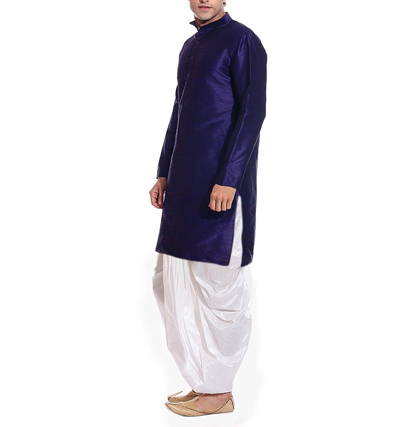 uri and mackenzie men's dupion silk dhoti kurta set unm-royalwh-dk-n
