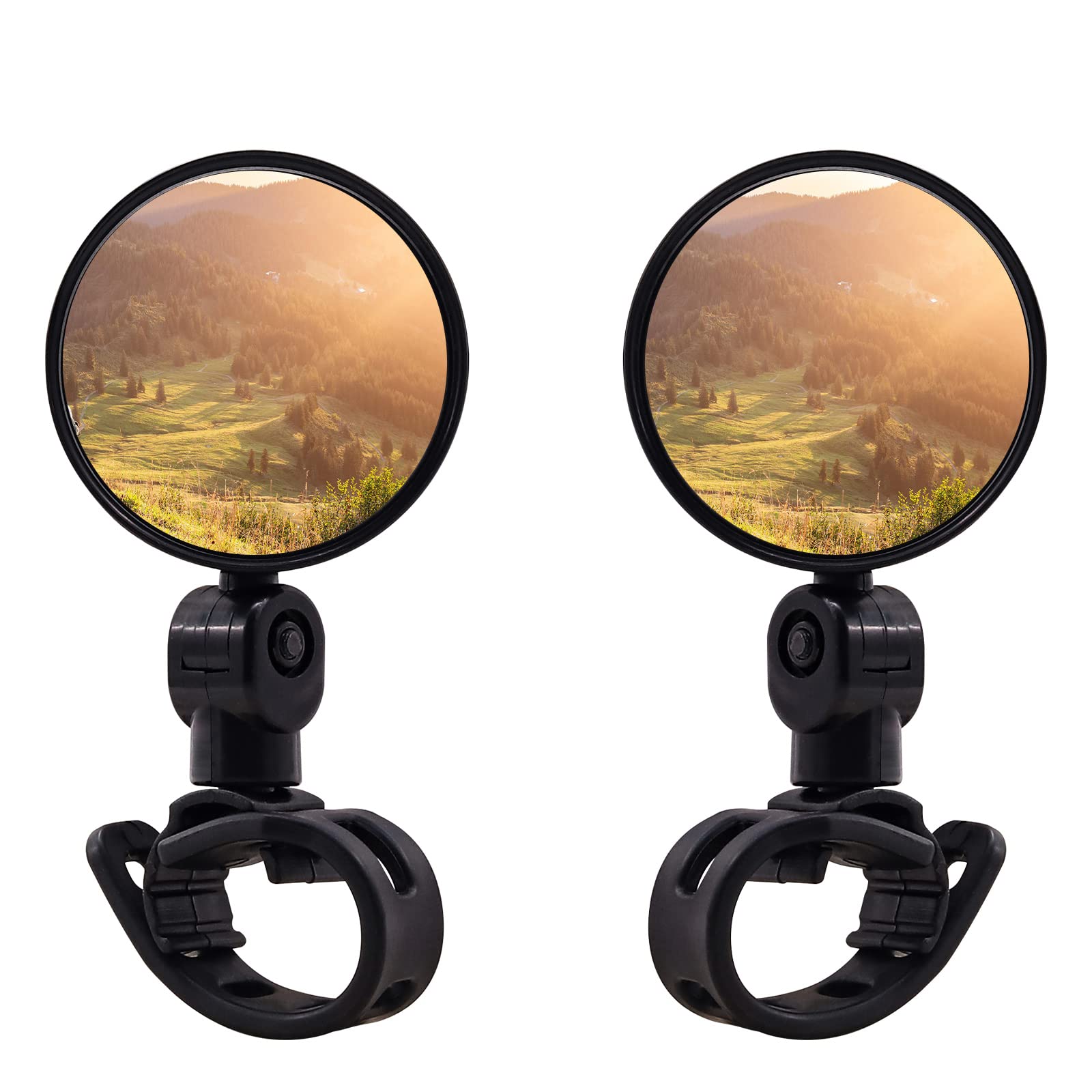 2Pcs Bike Mirrors Bicycle Rear View Mirror, 360° Rotatable Rearview Handlebar Mounted Safe Mirrors, Black Acrylic Wide Angle Convex Mirror for Mountain Road Bikes, Dia 8CM