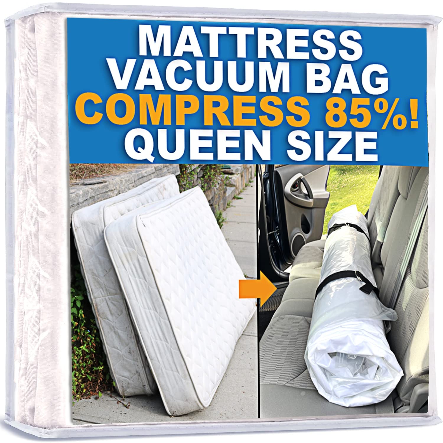 Homie Mattress Vacuum Bag, Sealable Bag for Memory Foam or Inner Spring Mattresses, Compression and Storage for Moving and Returns (Queen/Full/Full-XL)